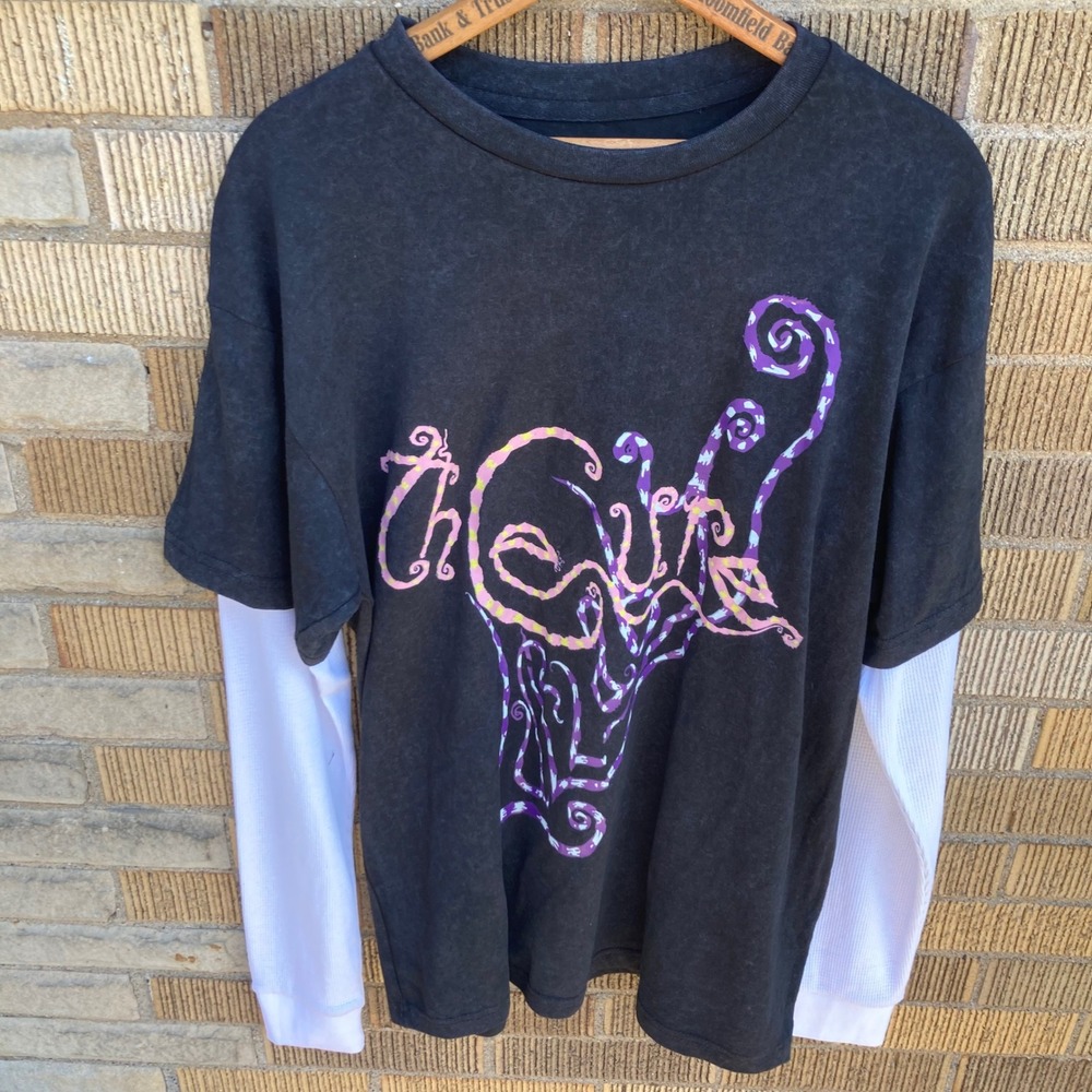 The Cure Band Tee Mens Medium Layered Long Sleeve Charcoal Graphic Shirt NWOT